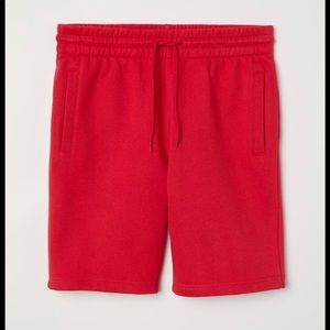 Red sweatshorts